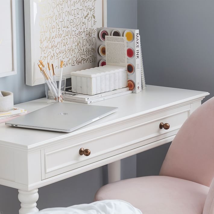 Writing Desk Glam Transitional Painted Finish Turned Legs