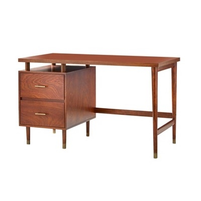 Writing Desk Gold Hairpin Legs and Integrated Cubbies