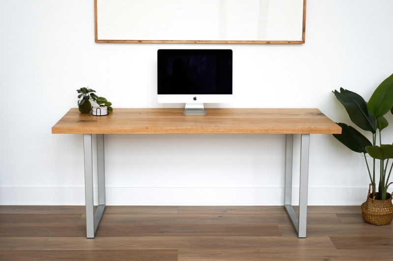 Writing Desk Hairpin Legs Natural Wood Grain Small Space Setup