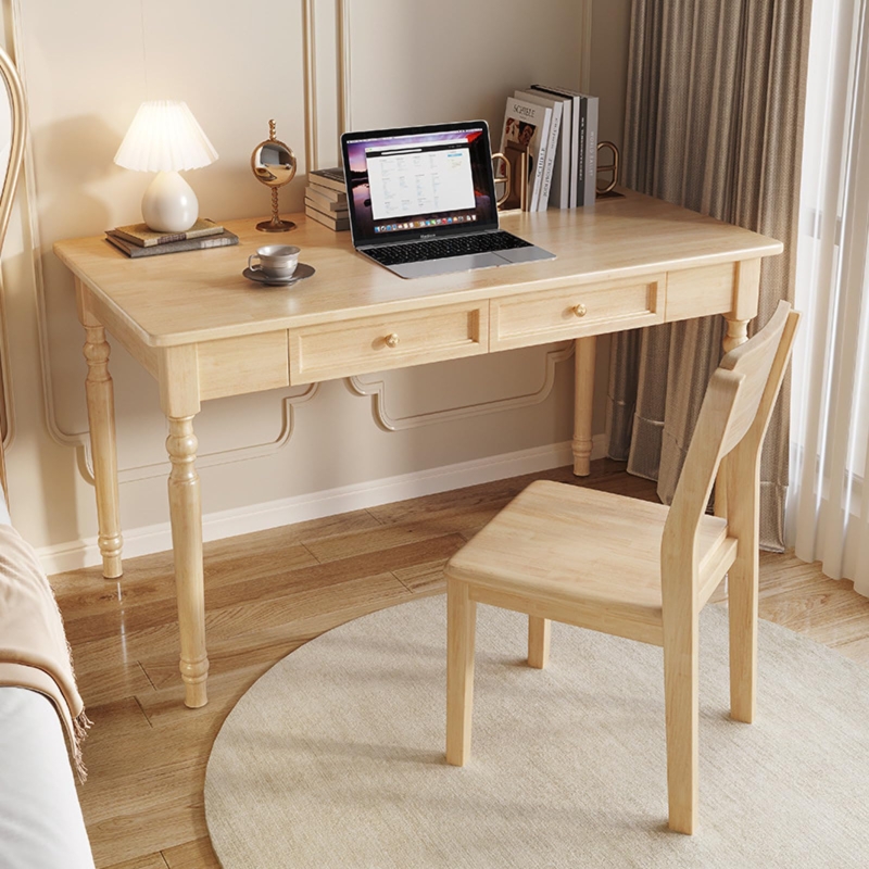 Writing Desk Handleless Drawers Natural Finish for Modern Workstation