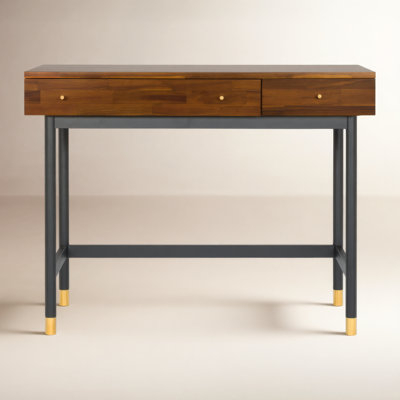 Writing Desk in Dark Walnut Finish with Single Center Pull Drawer