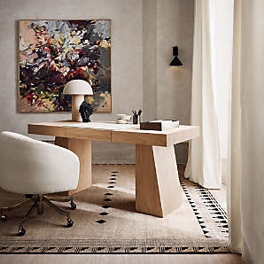 Writing Desk in Matte Cream Finish with Rounded Corners