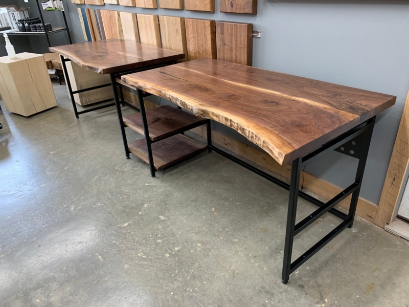 Writing Desk Industrial Metal Sled Base Live Edge