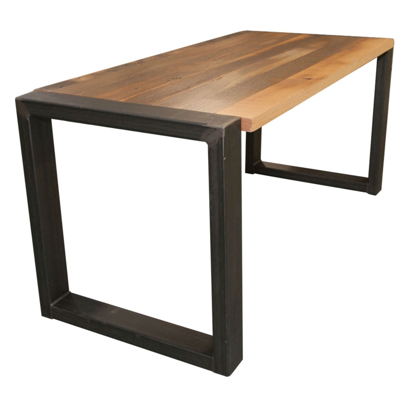Writing Desk Industrial Reclaimed Wood Look Steel Square Base