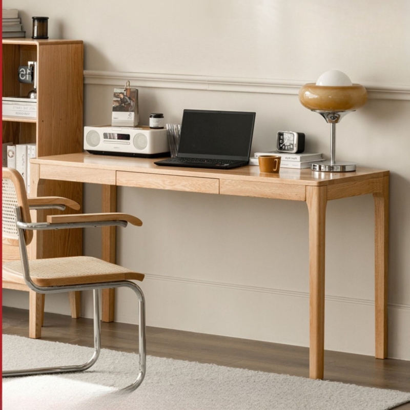 Writing Desk Integrated Handles Light Wood Minimalist Nordic Setup