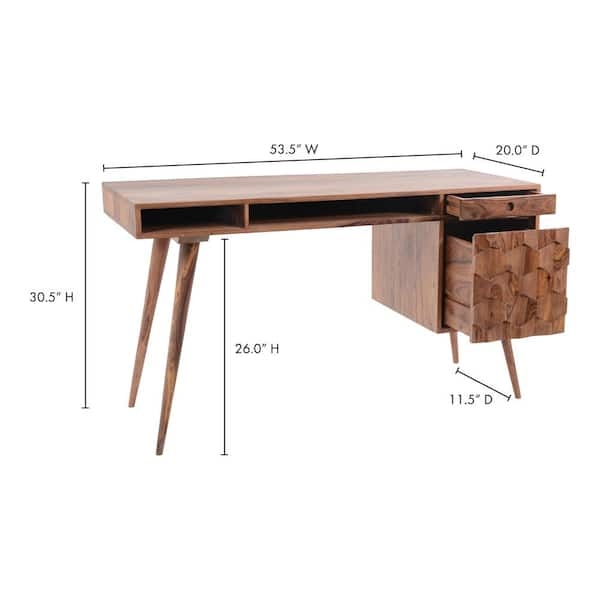 Writing Desk Integrated Hutch Organizer Circular Cutout Pulls