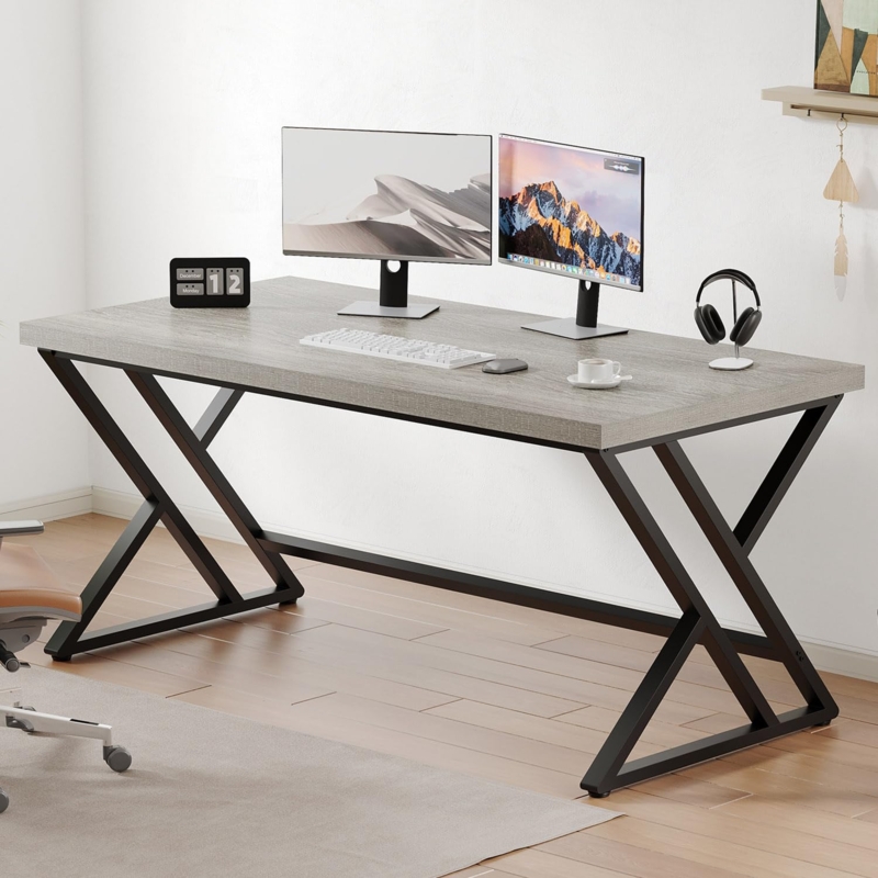 Writing Desk K-Shaped Legs Under Desk Storage Industrial