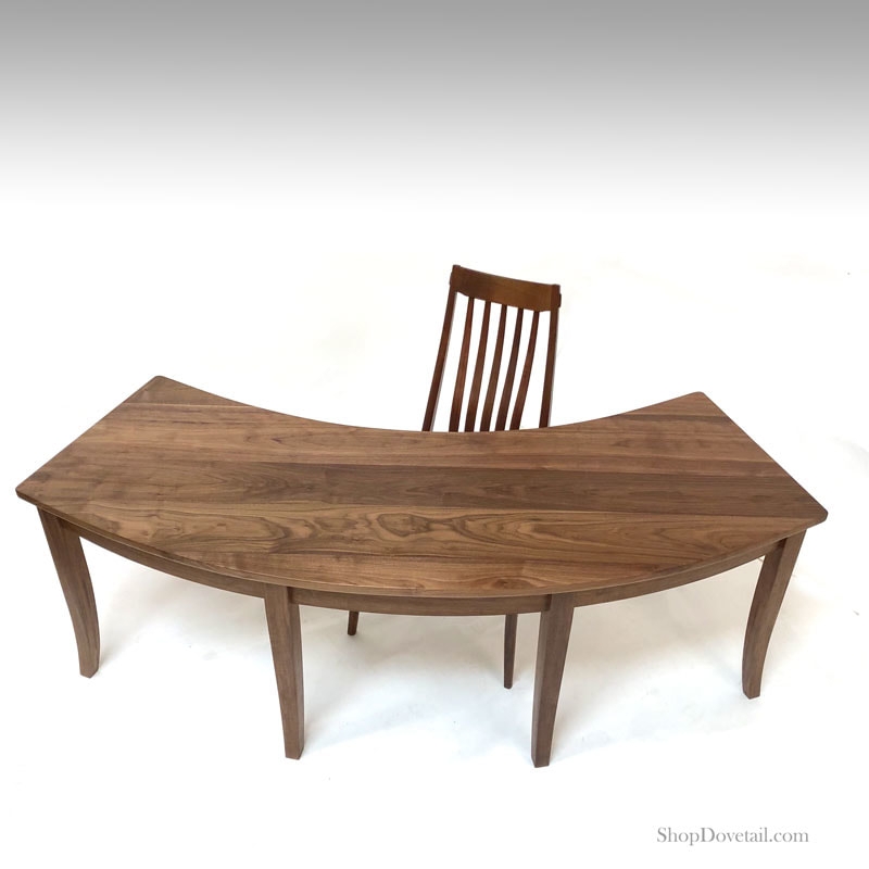 Writing Desk Kidney Shaped Curved Top Spindle Back Mid Century