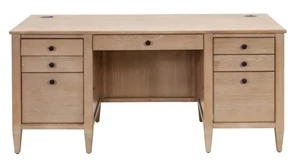 Writing Desk Light Brown Finish Half Pedestal Slim Hardware