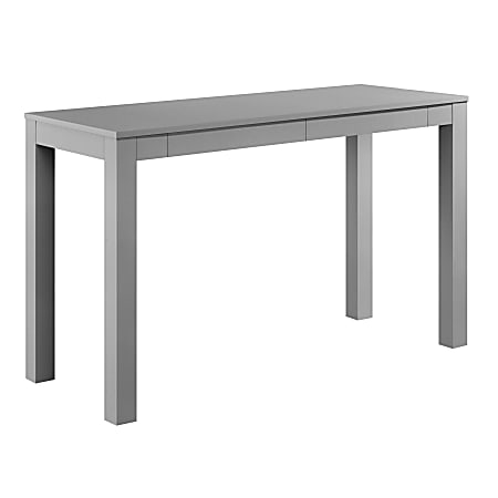 Writing Desk Light Grey Finish Parsons Style Integrated Drawers
