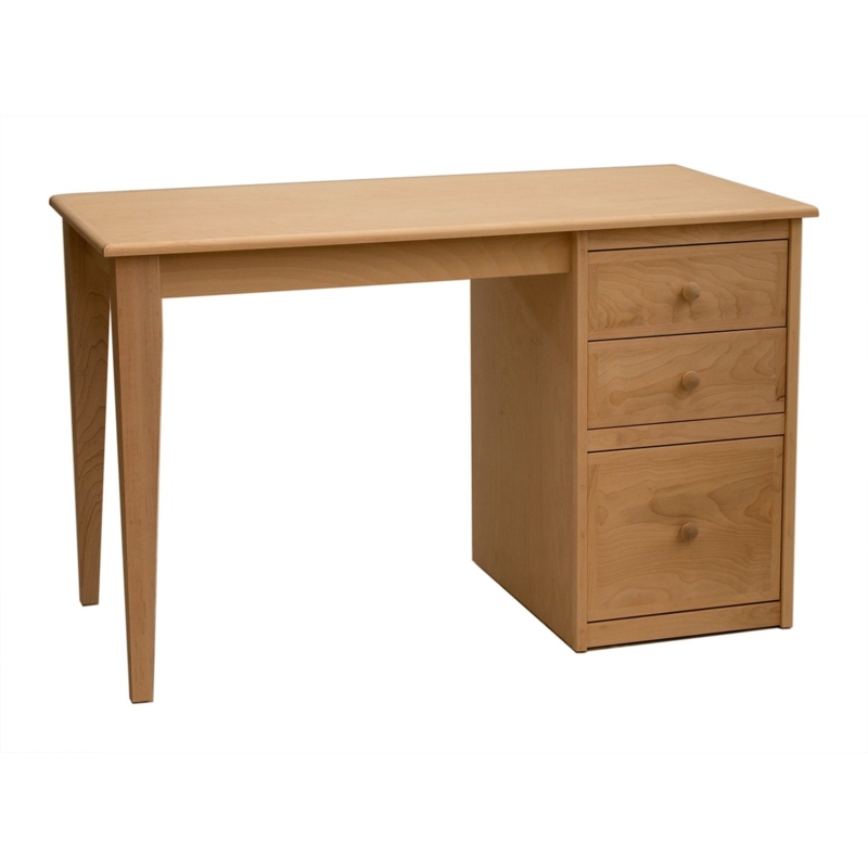 Writing Desk Light Wood Tone with Natural Grain and Two Drawers