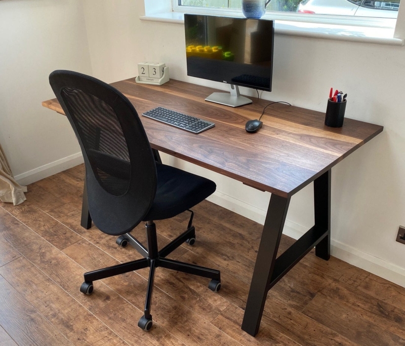 Writing Desk Live Edge U-shaped Legs Rustic Wood