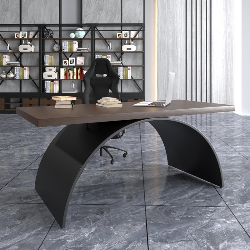 Writing Desk Live Edge Walnut Top, Industrial Metal X-Frame Base