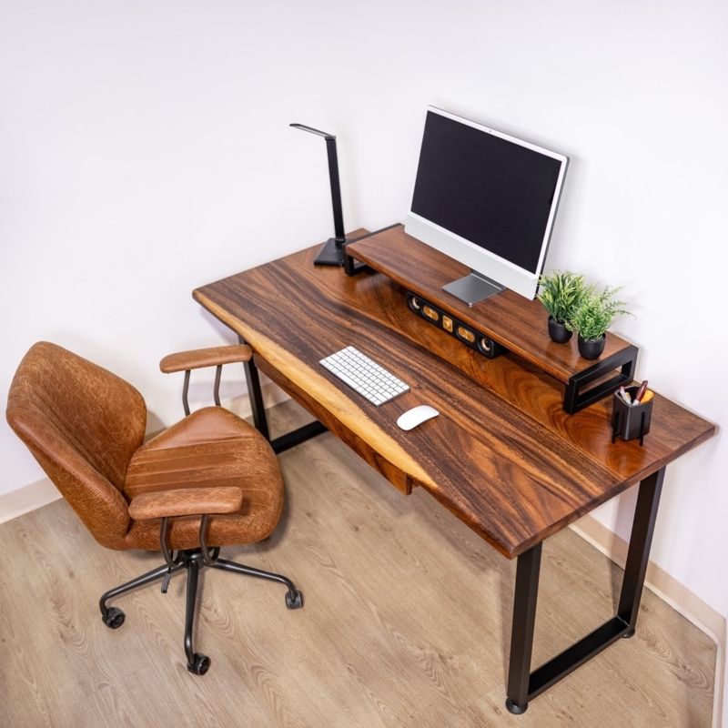 Writing Desk Live Edge Wood Organic Modern Home Office
