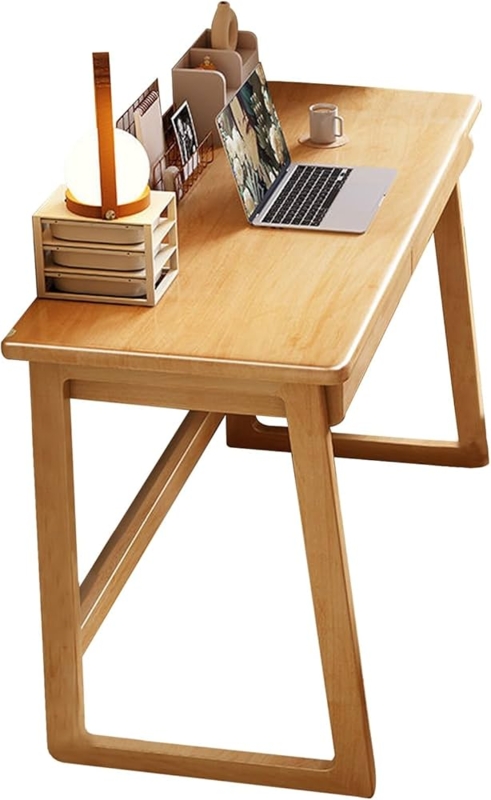 Writing Desk Mid-Century Modern Splayed Tapered Legs Honey Oak Compact