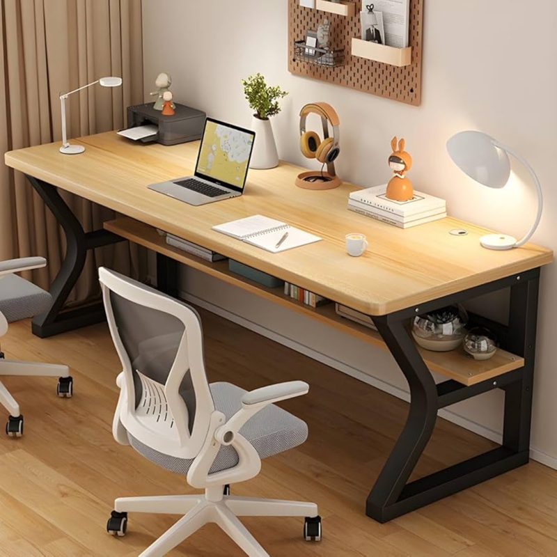 Writing Desk Mid-Century Modern Two-Tone White Splayed Tapered Legs