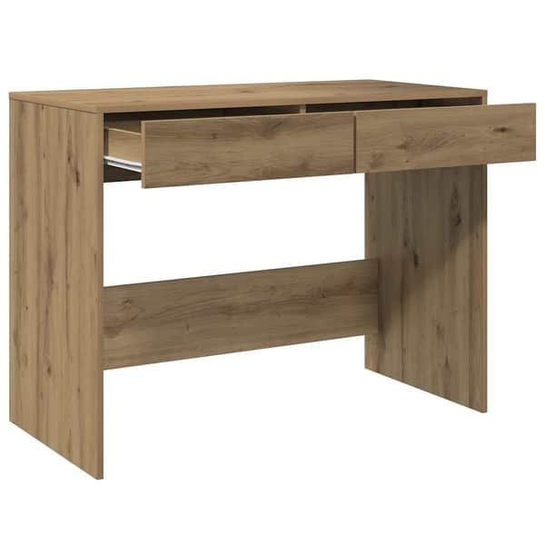 Writing Desk Minimalist Artisan Oak Asymmetrical Pedestal Base