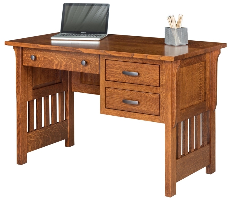 Writing Desk Mission Style with Slatted Sides and Three Drawers