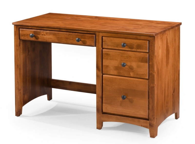 Writing Desk Natural Alder Wood Look with Four Storage Drawers