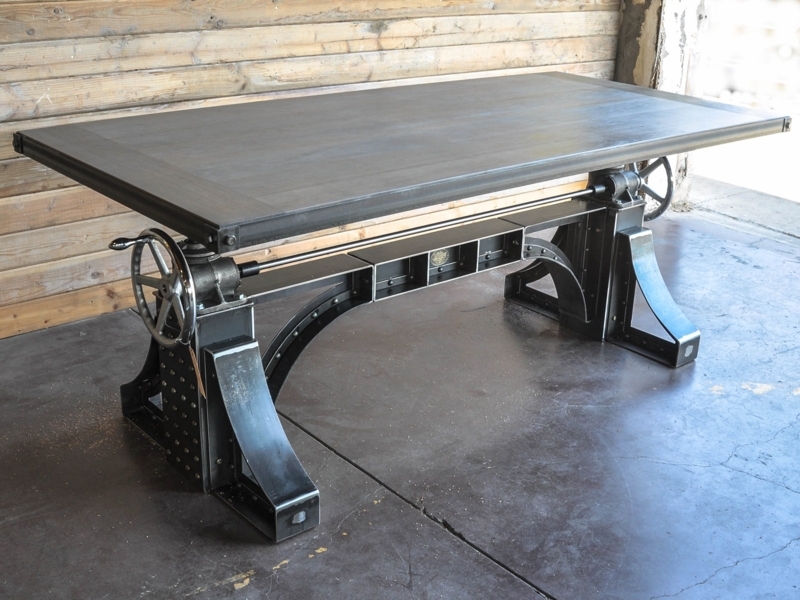 Writing Desk Natural Wood Black Metal X-Frame Minimalist Industrial