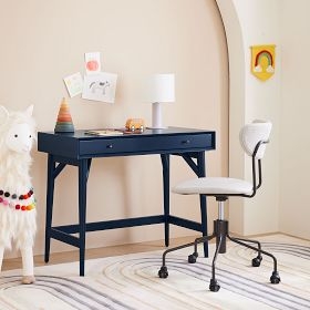 Writing Desk Navy Blue Frame Mini Scale Tapered Wood Legs
