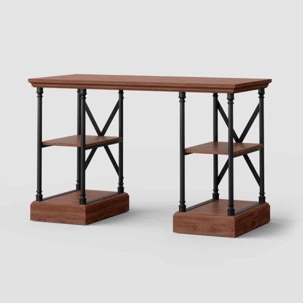 Writing Desk Open Center Shelf Two Drawers Tapered Legs 48 Inch