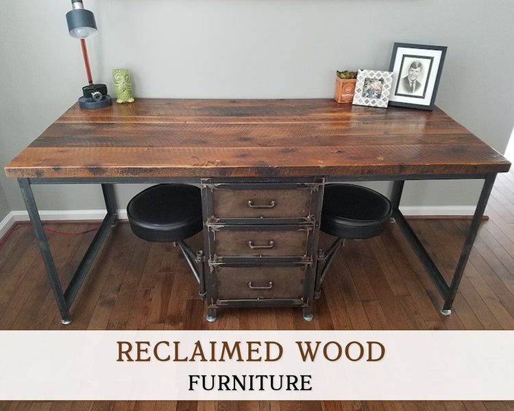 Writing Desk Reclaimed Wood Top White Base Rustic Farmhouse Desk