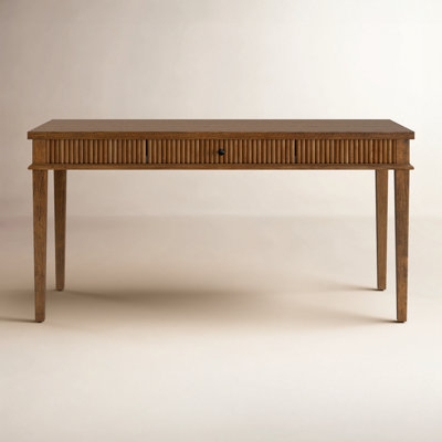 Writing Desk Reeded Wood Mid-Century Tapered Leg Design