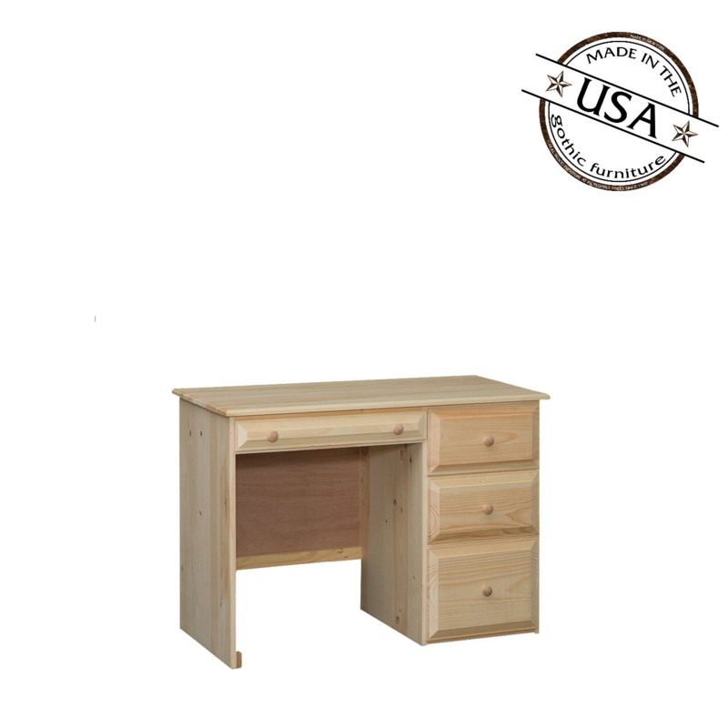 Writing Desk Rustic Farmhouse Knotty Pine with Pedestal Base and Four Drawers
