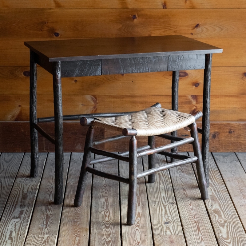 Writing Desk Rustic Lodge with Hickory Branch Legs and Pine Wood Top