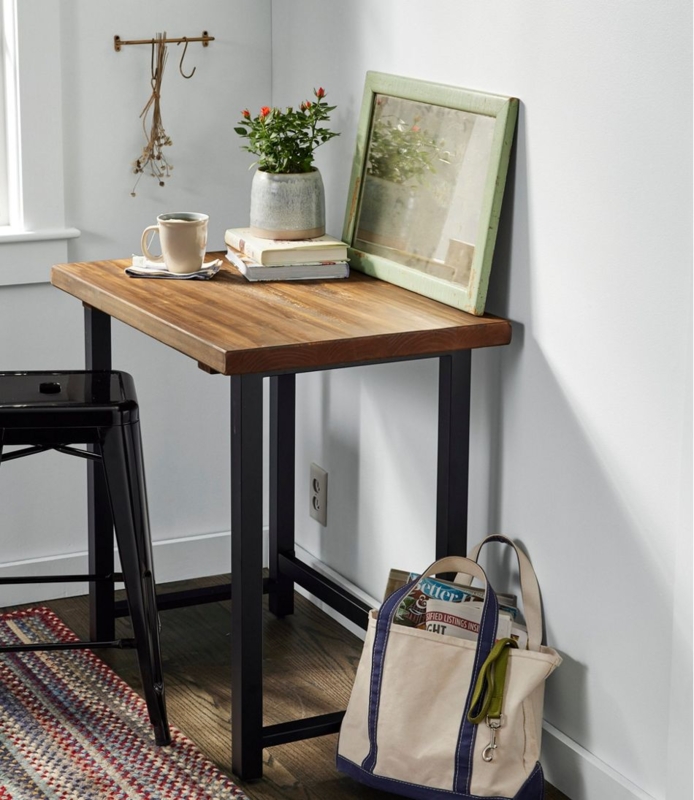 Writing Desk Rustic Minimalist Rough Pine with H-Frame Base and No Drawers
