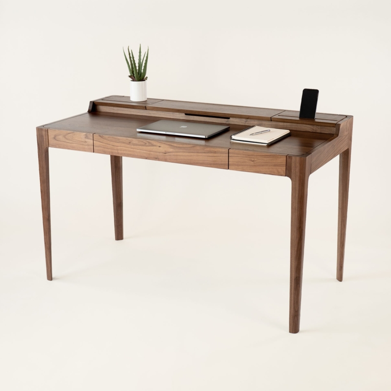Writing Desk Scandinavian Single Drawer Tapered Legs Minimalist Wood