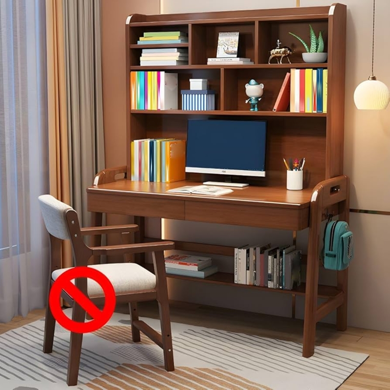 Writing Desk Set Dark Espresso Finish Matching Wall Mounted Hutch