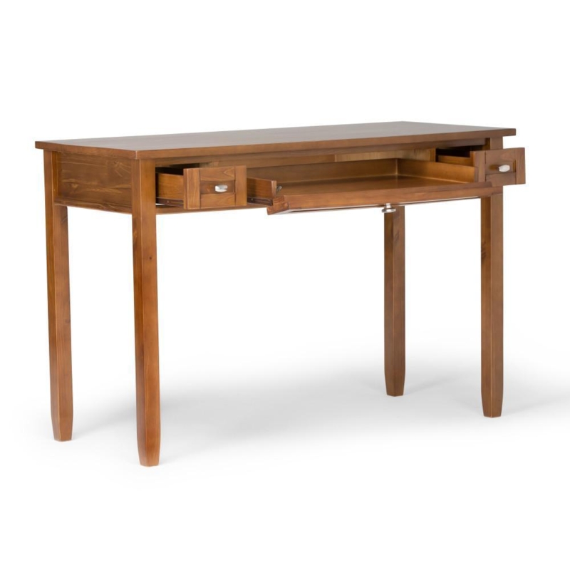 Writing Desk Shaker Style Honey Wood Tapered Legs Two Drawers
