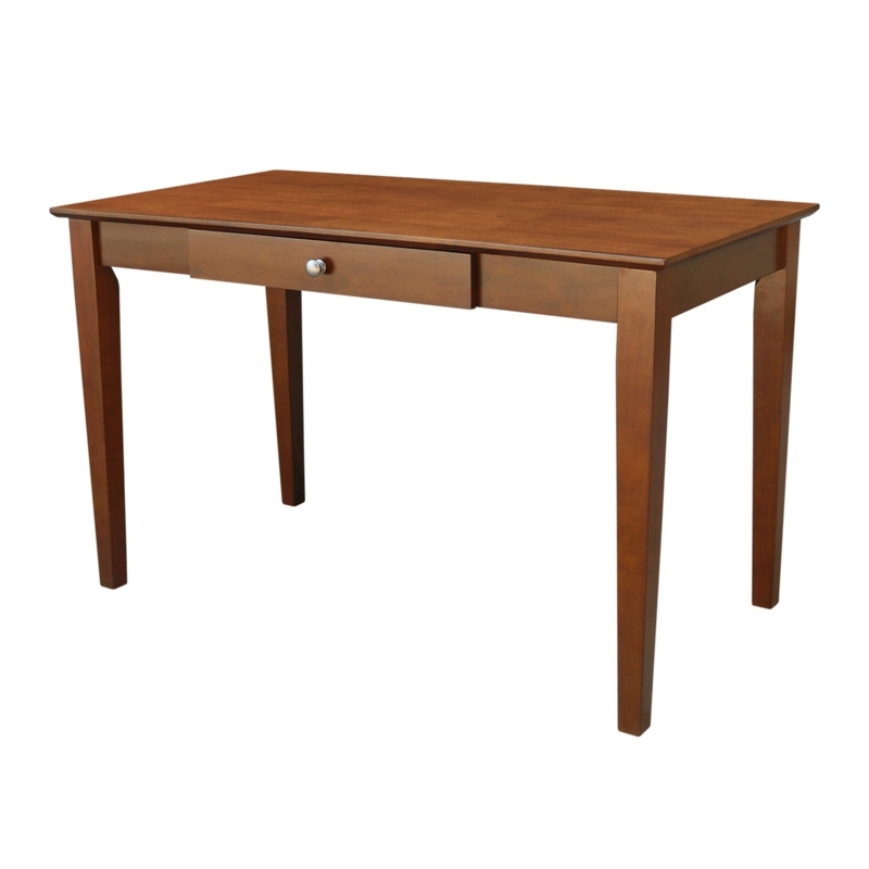 Writing Desk Shaker Style Single Drawer Tapered Legs Dark Finish
