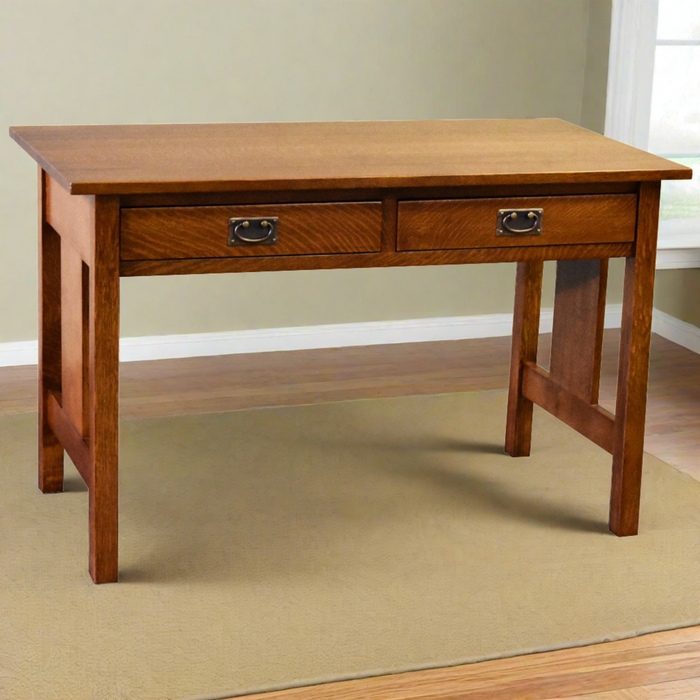 Writing Desk Side Spindles Tapered Legs Mission Style Wood Design
