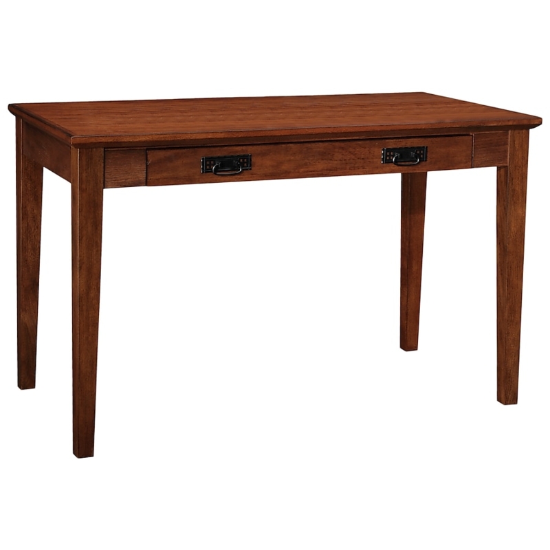 Writing Desk Slat Sides Drop Front Keyboard Drawer Mission Style Oak