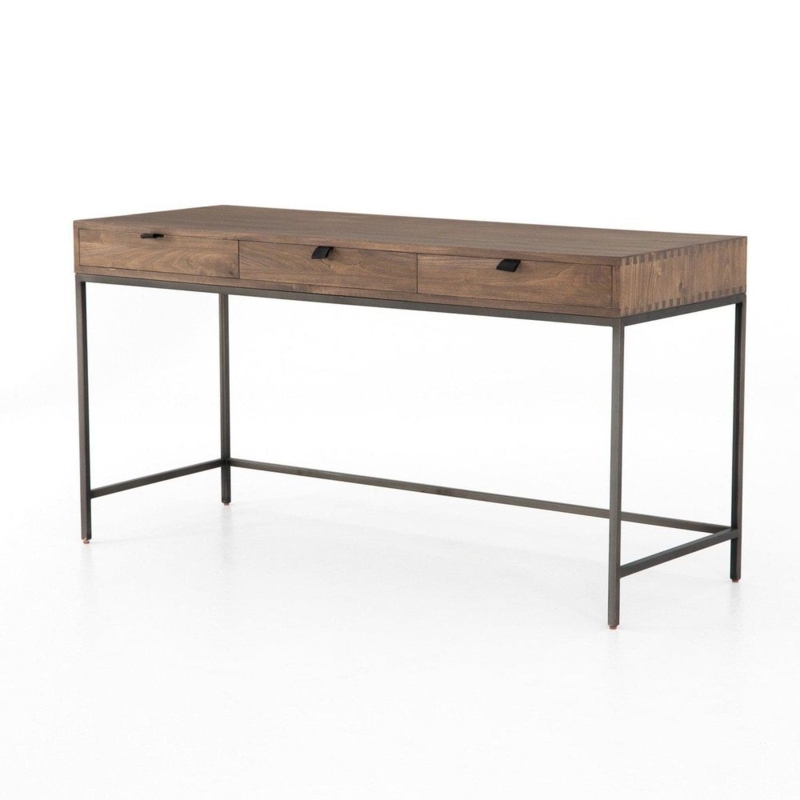 Writing Desk Sled Base Modular Shelving Auburn Poplar Contemporary