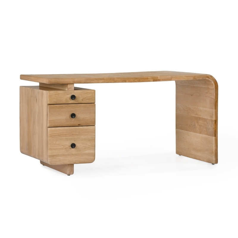 Writing Desk Slim Silhouette Tapered Legs Light Oak Scandinavian Style