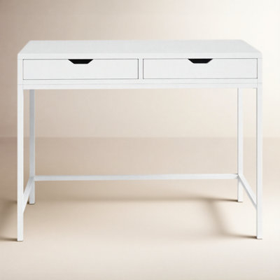 Writing Desk Splayed Tapered Legs Integrated Pulls Wood Finish