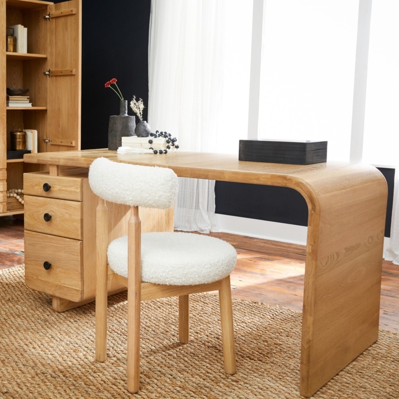 Writing Desk Tambour Door Curved Edges Scandinavian Home Office Design