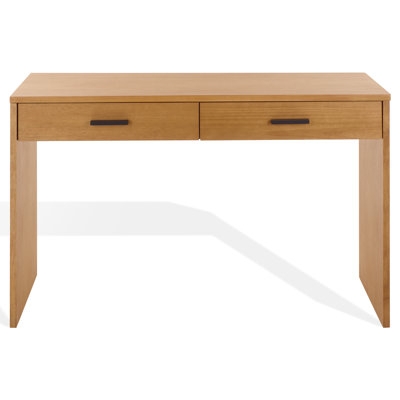 Writing Desk Tapered Dowel Legs Two Drawers Warm Brown Mid-Century