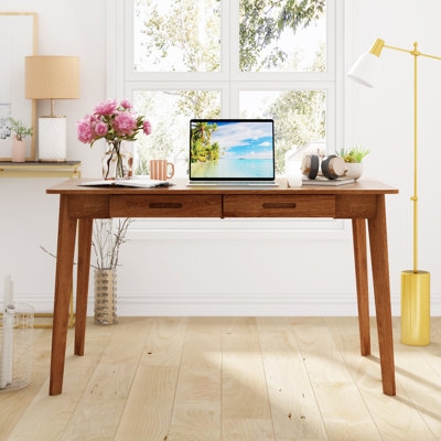 Writing Desk Tapered Legs Three Drawers. Mid-Century Style.