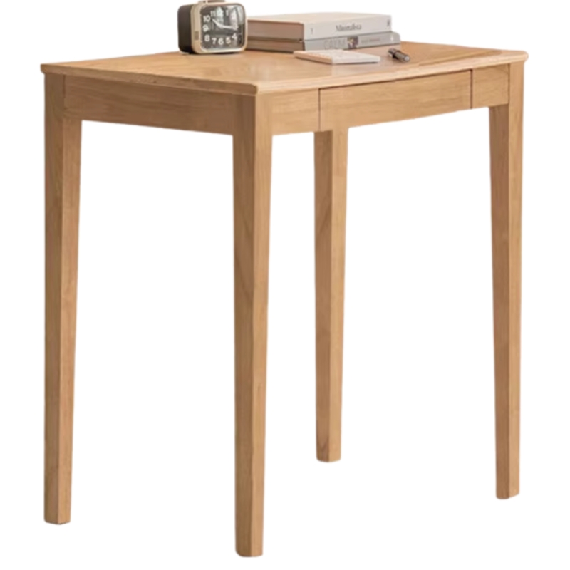 Writing Desk Tapered Round Legs Drawer Knobs Light Oak Finish Minimalist