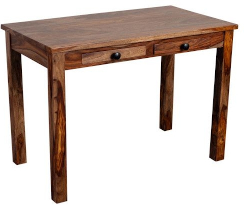 Writing Desk Three Drawers Swirling Grain Slim Pulls Natural Finish