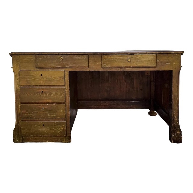 Writing Desk Three Drawers Turned Legs Fir Wood Look Traditional Style