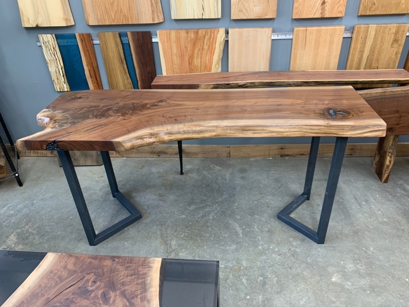 Writing Desk Trestle Base Industrial Metal Live Edge