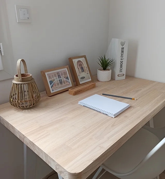 Writing Desk Trestle Legs Black Metal Light Wood Scandinavian Style