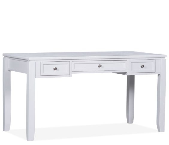 Writing Desk Turned Legs Five-Drawers Cottage White Coastal Style