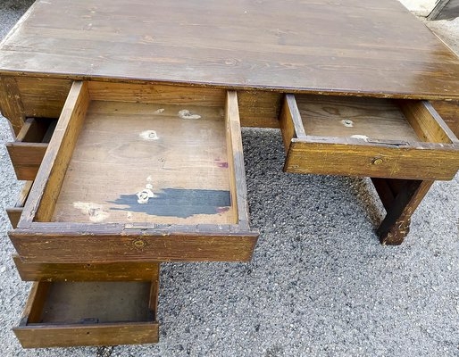 Writing Desk Turned Legs Two Drawers Natural Wood Grain Rustic Style